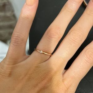 Dainty 14kt rose gold real diamond ring